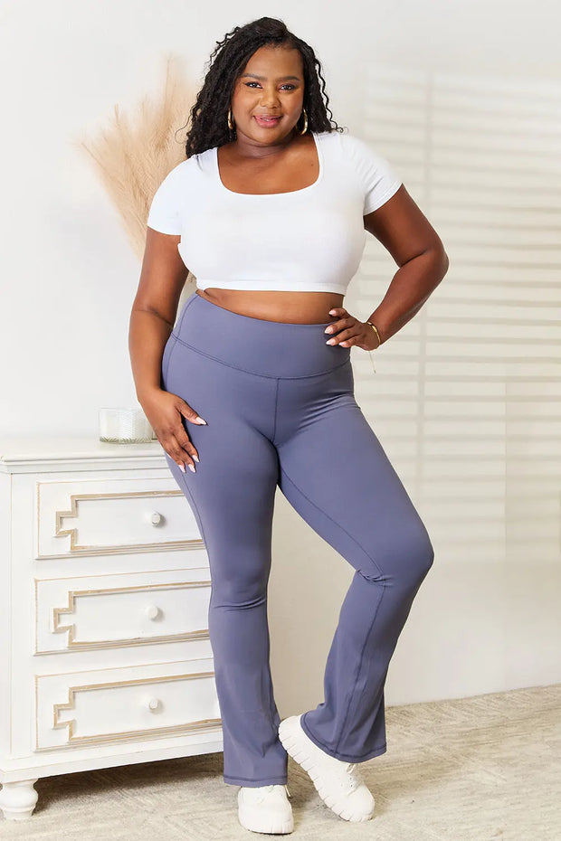 Basic Bae Wide Waistband Bootcut Sports Pants Trendsi