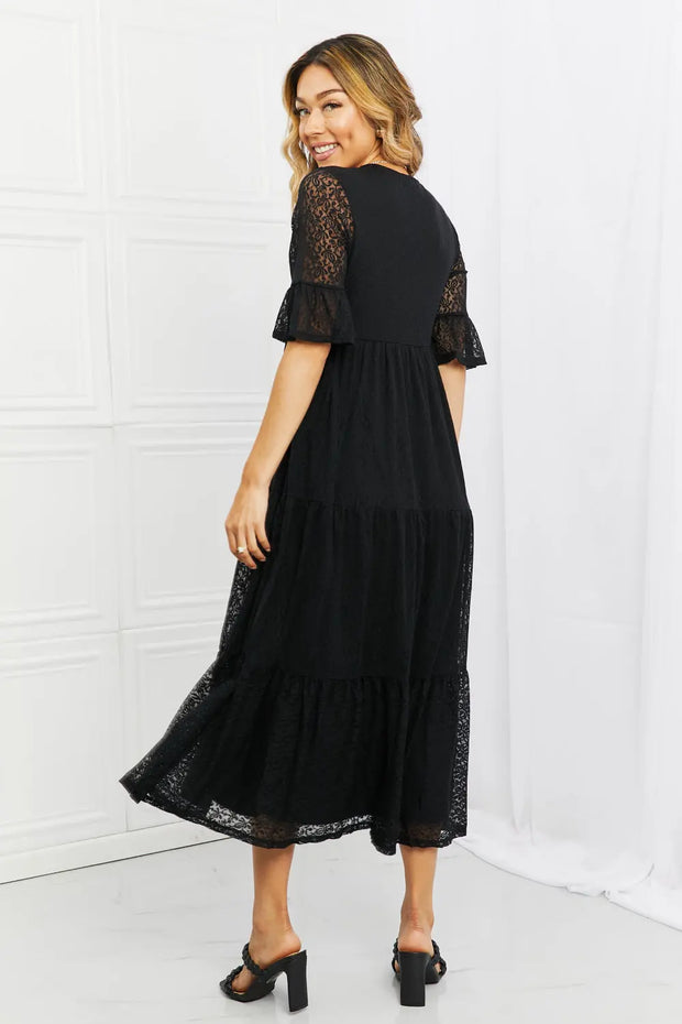 P & Rose Lovely Lace Full Size Tiered Dress - Fashionmj