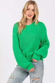 SAGE + FIG Round Neck Drop Shoulder Sweater - Fashionmj