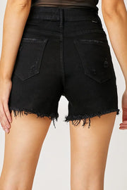 RISEN Frayed Hem Denim Shorts with Fringe Detail Pockets - Fashionmj