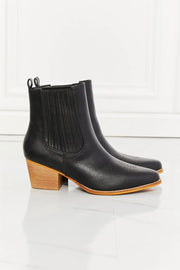 MMShoes Love the Journey Stacked Heel Chelsea Boot in Black - Fashionmj