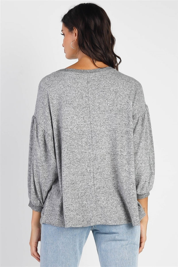 Cherish Apparel Drop Shoulder Puff Sleeve Top