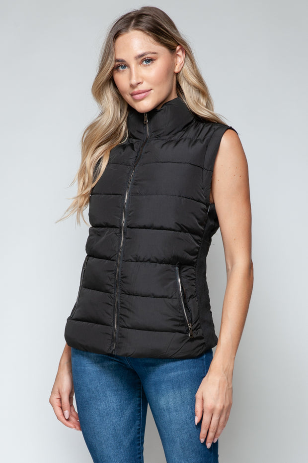 Snobbish Zip Up Turtleneck Vest with Pockets - Fashionmj