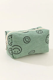 Zenana Smiley Face Corduroy Cosmetic Pouch Trendsi