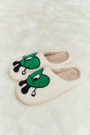 Melody Love Heart Print Plush Slippers - Fashionmj