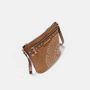 Nicole Lee USA Metallic Stitching Embroidery Inlaid Rhinestone Crossbody Bag - Fashionmj