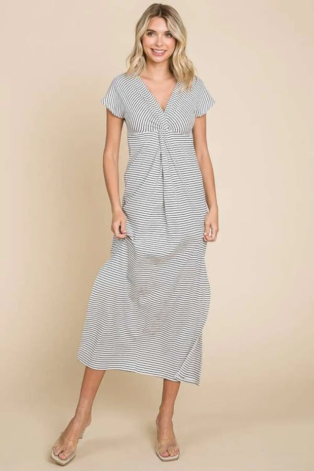 Culture Code Full Size Striped Twisted Detail Dress Trendsi