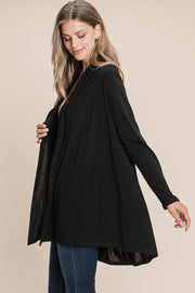 BOMBOM Open Front Long Sleeve Cardigan - Fashionmj