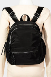 Fame Adjustable Strap Nylon Backpack Bag with Side Pockets Trendsi