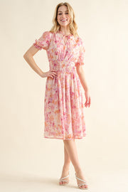 And The Why Full Size Smocked Waist Printed Midi Dress - Fashionmj