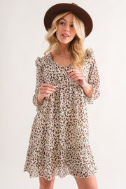 And The Why Leopard Ruffle Hem Woven Mini Dress - Fashionmj