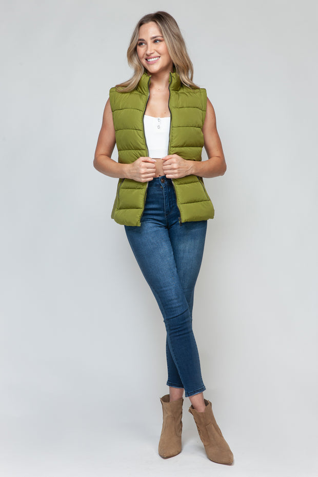 Snobbish Zip Up Turtleneck Vest with Pockets - Fashionmj