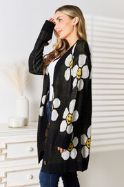 Perfee Floral Button Down Longline Cardigan - Fashionmj