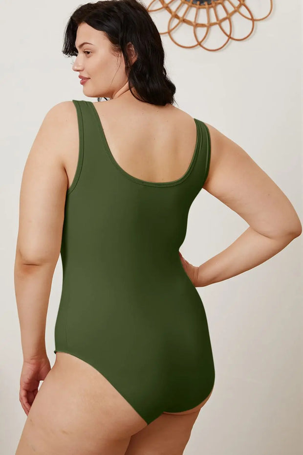 Basic Bae Full Size Square Neck Sleeveless Bodysuit in dark green – Soft Stretchy Fit for Women