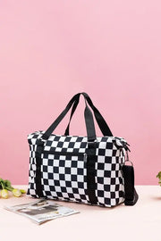 Zenana Checkered Multi-Pocket Travel Bag Trendsi