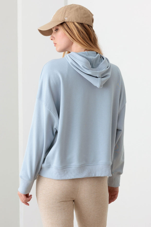 Le Lis Half Zip Drawstring Mock Neck Hoodie - Fashionmj