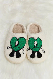 Melody Love Heart Print Plush Slippers - Fashionmj