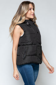 Snobbish Snap and Zip Closure Hooded Vest - Fashionmj