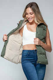 Snobbish Snap and Zip Closure Hooded Vest - Fashionmj