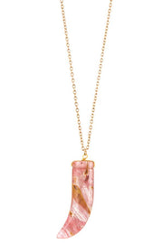 Elongated single horn pendant necklace - Fashionmj