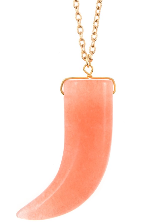 Elongated single horn pendant necklace - Fashionmj