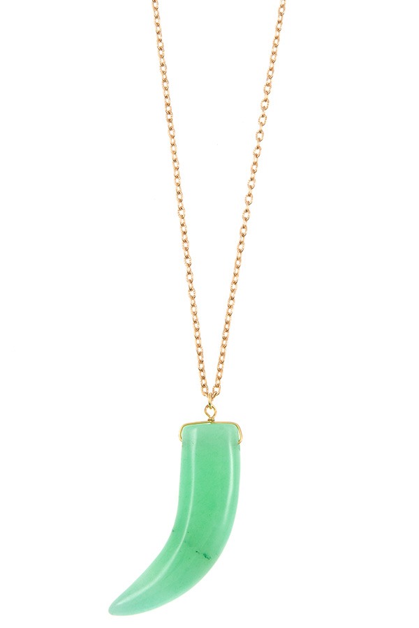 Elongated single horn pendant necklace - Fashionmj