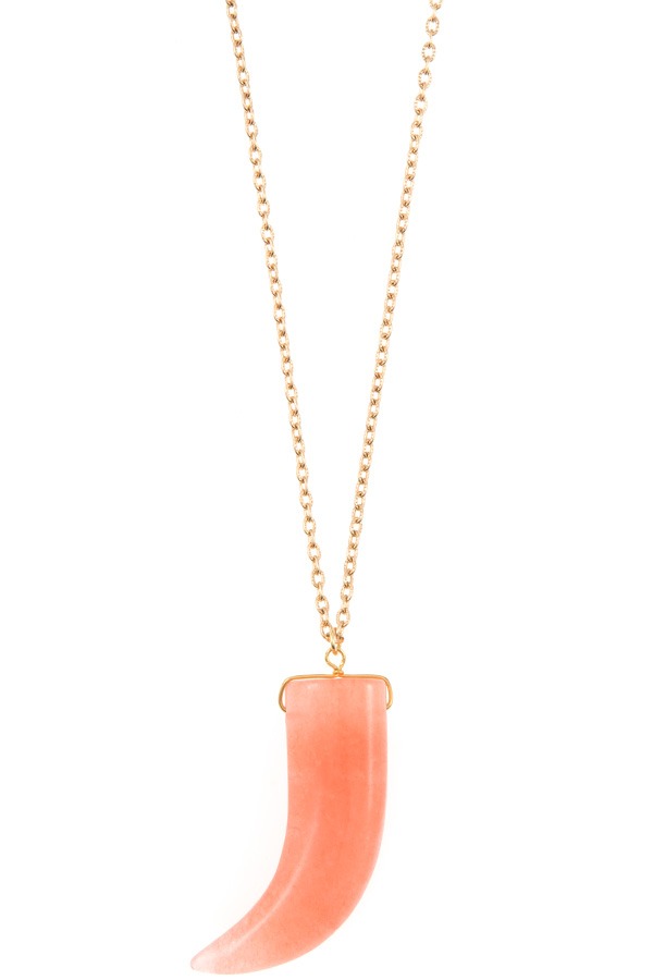 Elongated single horn pendant necklace - Fashionmj