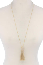 Teardrop Shape Tassel Pendant Necklace - Fashionmj