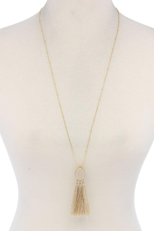 Teardrop Shape Tassel Pendant Necklace - Fashionmj