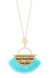 Half Circle Tassel Pendant Necklace - Fashionmj