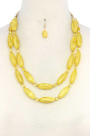 Oval Bead Layered Necklace - Fashionmj