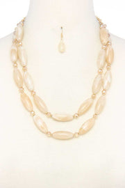 Oval Bead Layered Necklace - Fashionmj