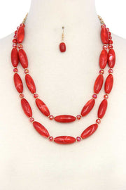 Oval Bead Layered Necklace - Fashionmj