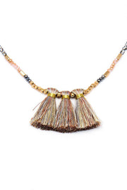 Modern Triple Tassel Beaded Necklace - Fashionmj