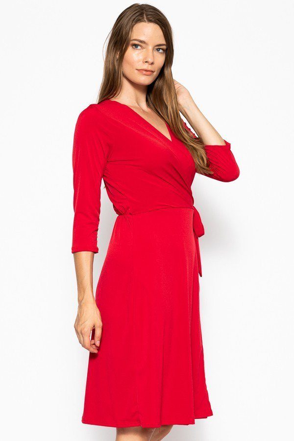 Midi 3/4 Sleeve Dress - Fashionmj