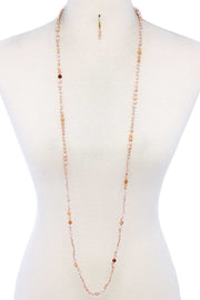 Beaded Fashion Long Necklace And Earring Set - Fashionmj