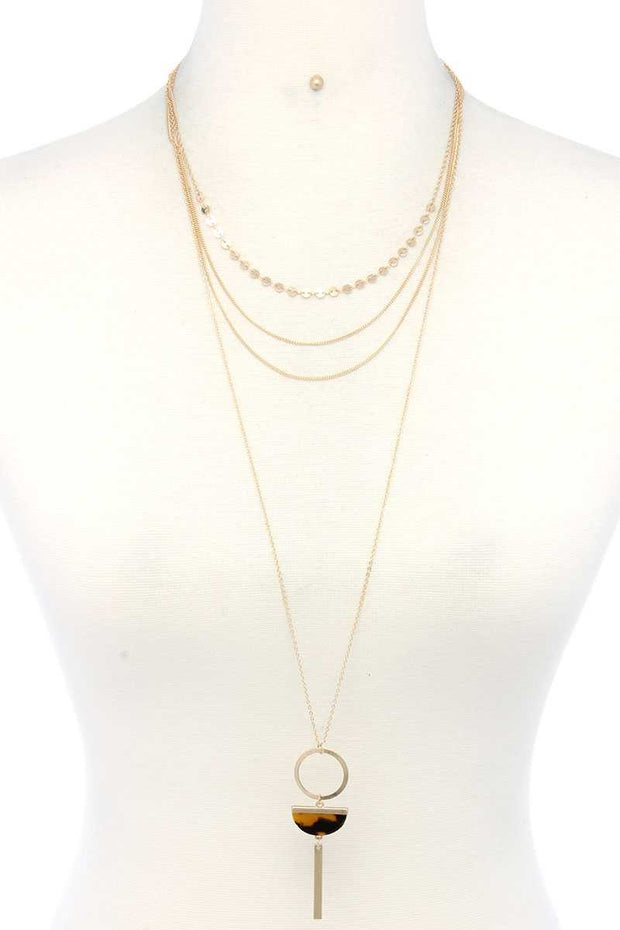 Metal Layered Necklace - Fashionmj