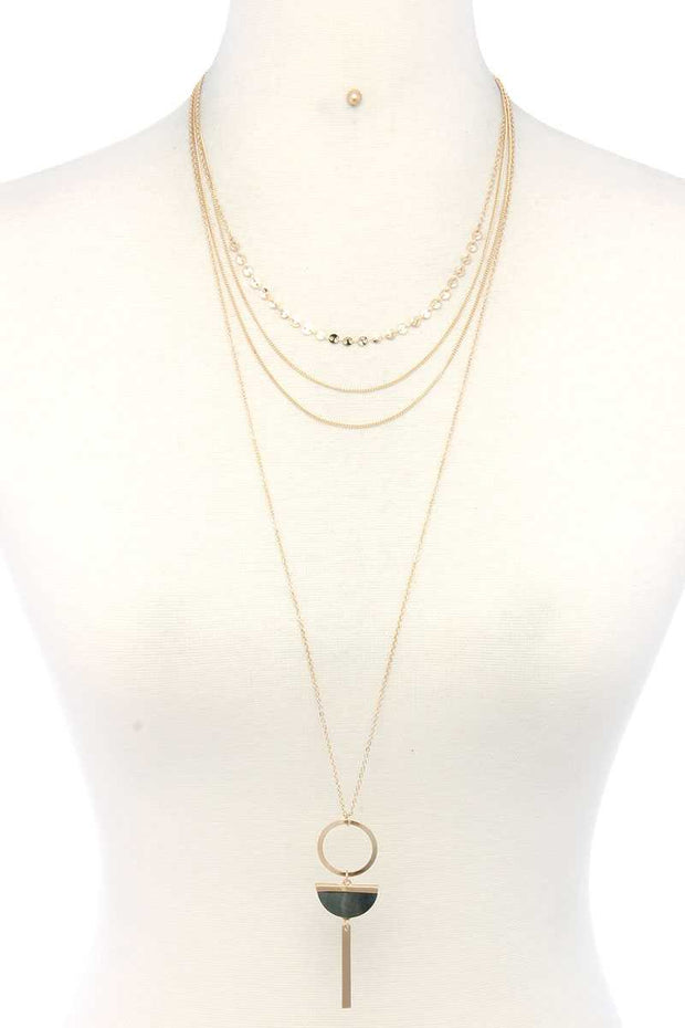 Metal Layered Necklace - Fashionmj