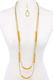 Double Layer Chic Long Necklace And Earring Set - Fashionmj