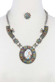 Multi Color Indigenous Pendant Necklace - Fashionmj