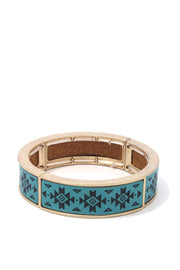 Aztec Pattern Metal Stretch Bracelet - Fashionmj