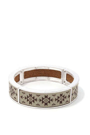 Aztec Pattern Metal Stretch Bracelet - Fashionmj