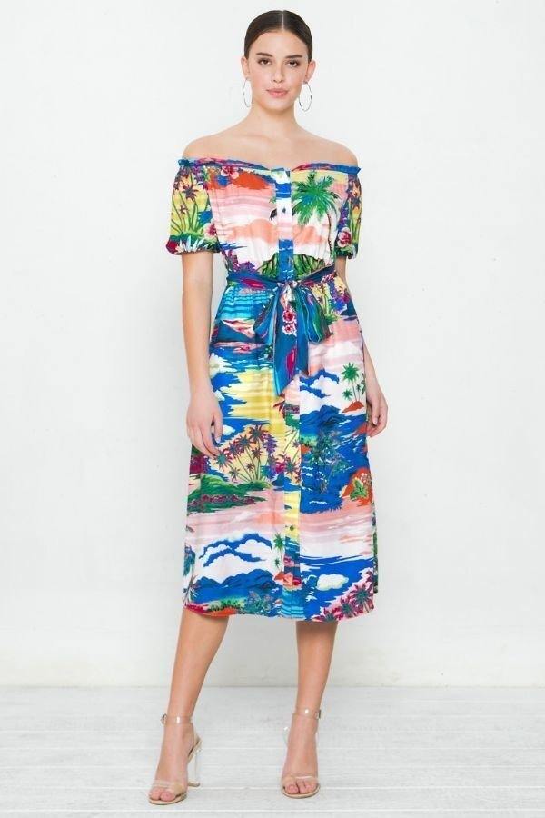 A Printed Woven Dress - Fashionmj