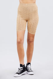 Twisted Effect Bermuda Length Sweater Shorts - Fashionmj