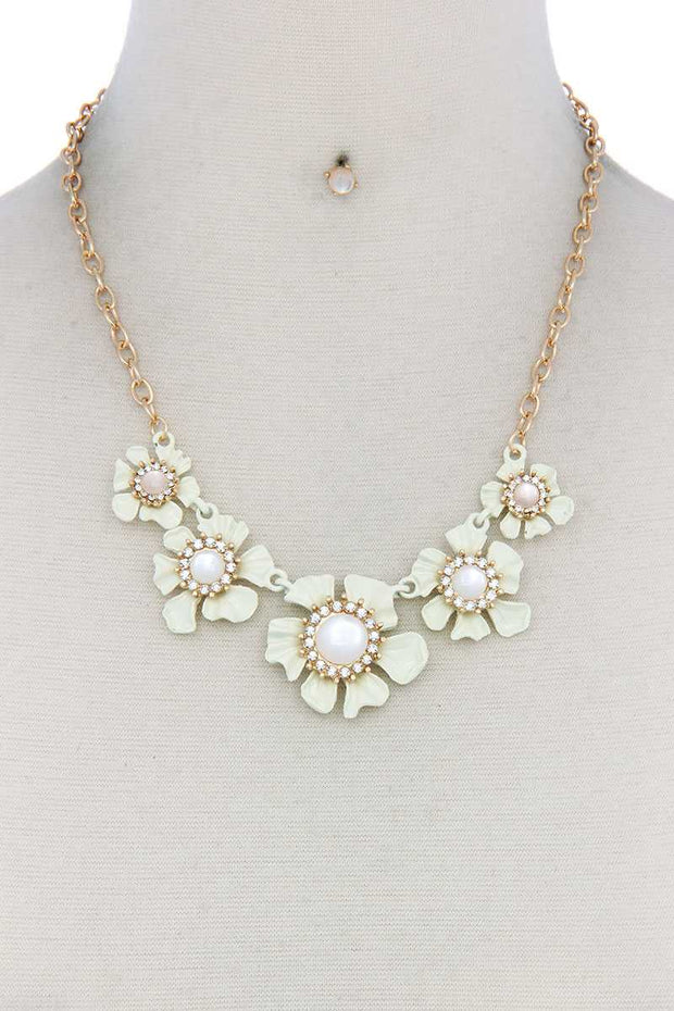 Floral Pearl Bead Necklace - Fashionmj