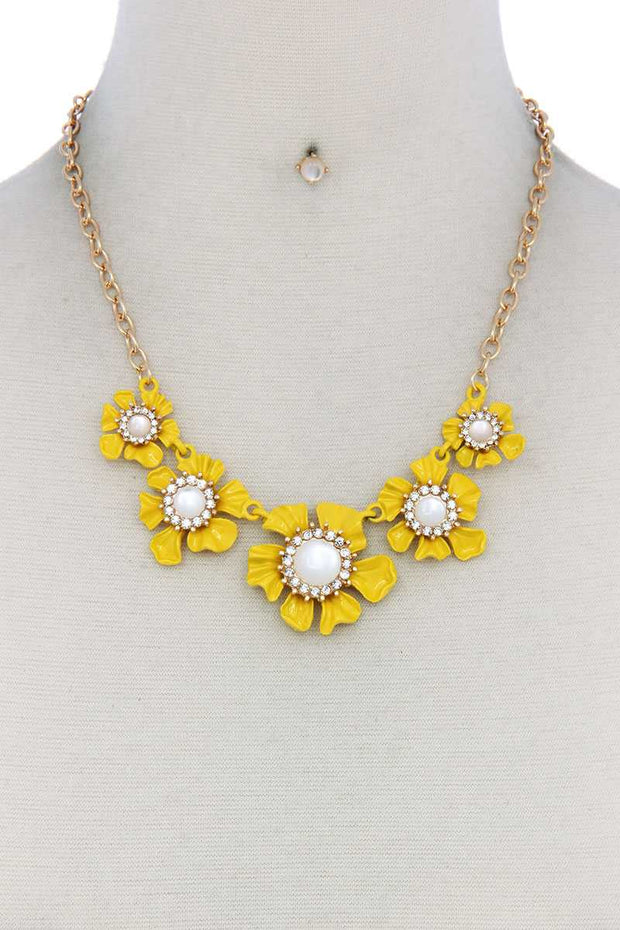 Floral Pearl Bead Necklace - Fashionmj