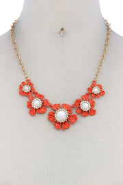 Floral Pearl Bead Necklace - Fashionmj