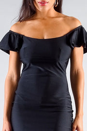 Convertible Off Shoulder Ruffle Sleeve Bodycon Mini Dress - Fashionmj