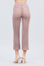 Flare Long Fishnet Sweater Pants - Fashionmj