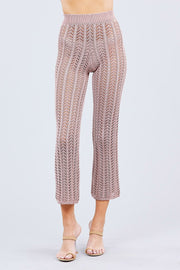 Flare Long Fishnet Sweater Pants - Fashionmj